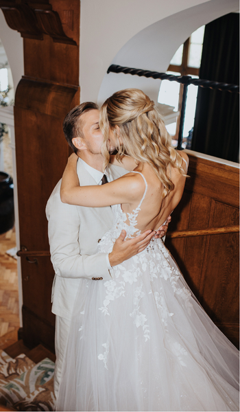 Modeca bride Emma in her Rachel wedding dress