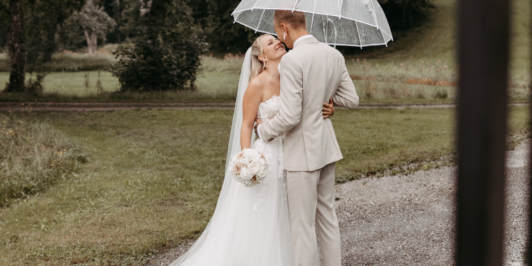 Modeca bride Tanja in her beautiful Tanja white wedding dress
